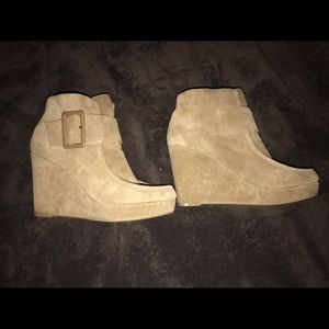 Nine West Tan Wedge Booties